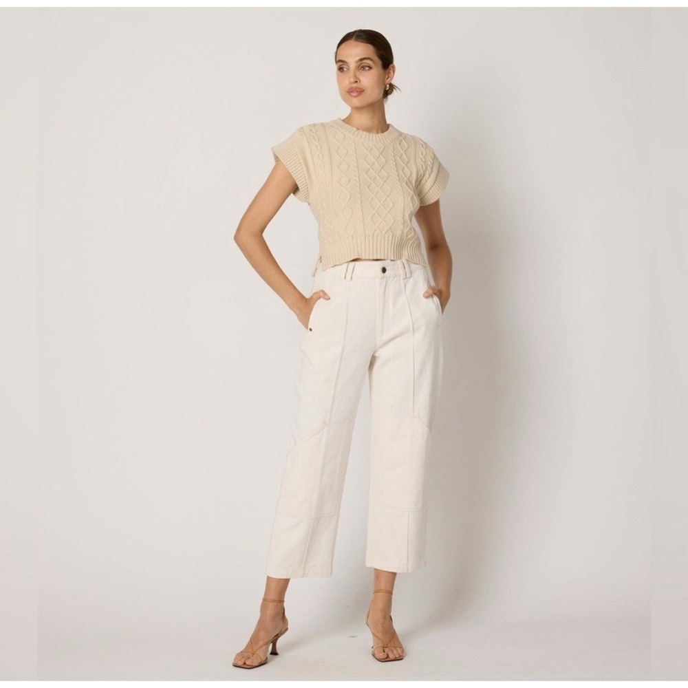 Cleobella Size 31 Taylor Trouser Pant Dark Ivory Pockets Organic‎ Cotton NEW